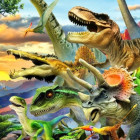 Puzzle - Bluebird - Dinoszauruszok naplementekor