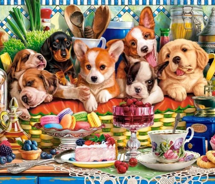 Puzzle - Castorland - Kölykök desszert