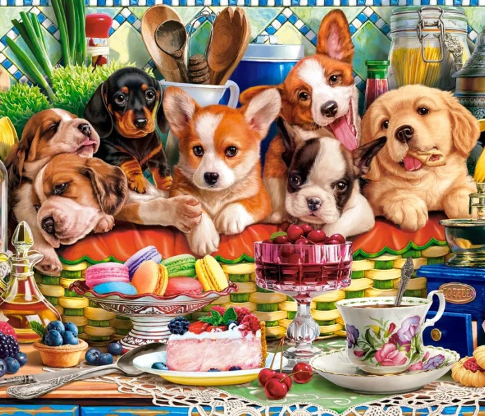 Puzzle - Castorland - Kölykök desszert