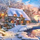 Puzzle - Castorland - Téli házikó