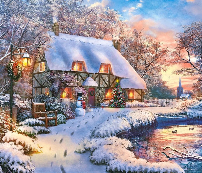 Puzzle - Castorland - Téli házikó