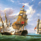 Puzzle - Castorland - "A „La Canonniere francia fregatt és a „The Tremendous” angol hajó közötti harc” másolata; "