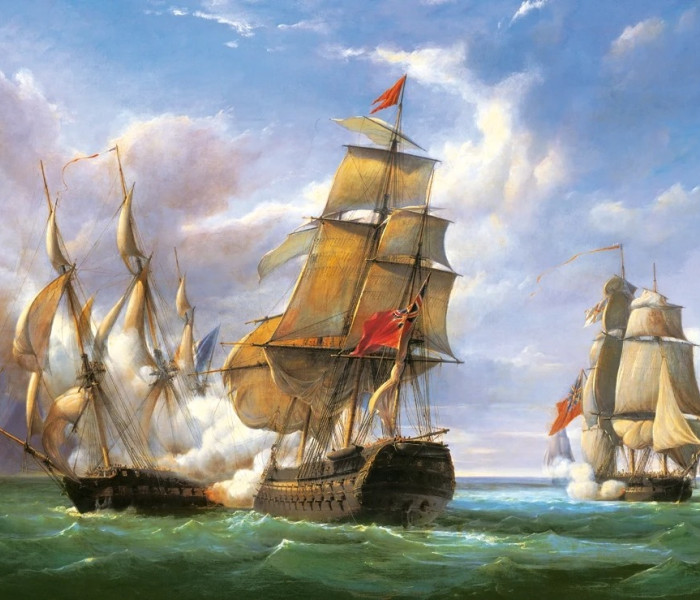 Puzzle - Castorland - "A „La Canonniere francia fregatt és a „The Tremendous” angol hajó közötti harc” másolata; "