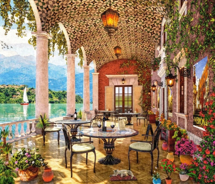 Puzzle - Castorland - Terasz a tóparton