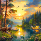 Puzzle - Castorland - Naplemente egy erdei folyó felett