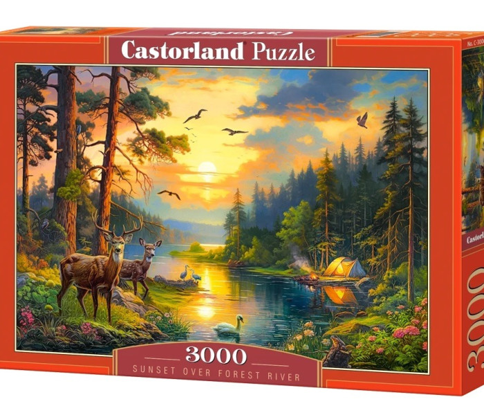 Puzzle - Castorland - Naplemente egy erdei folyó felett