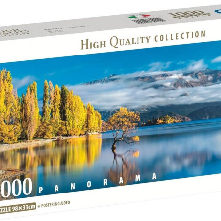 A Wanaka-tó aranyló tükörképei - Panoramatikus Puzzle 