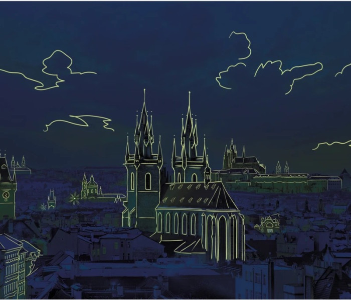 Puzzle - Dino - Kilátás a Hradčanyra Világító puzzle