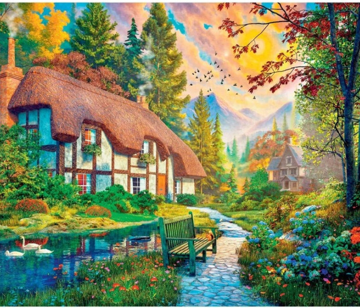 Puzzle - Dino - Ház a folyóparton