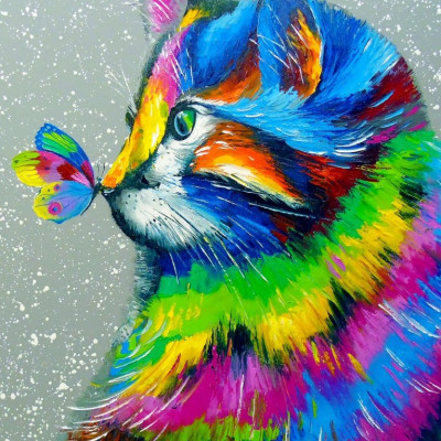 Gyönyörű macska és pillangó