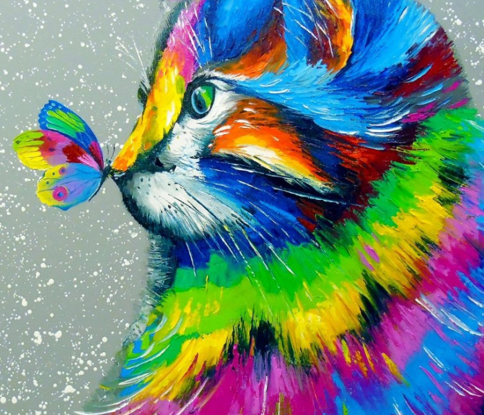 Puzzle - Enjoy - Gyönyörű macska és pillangó