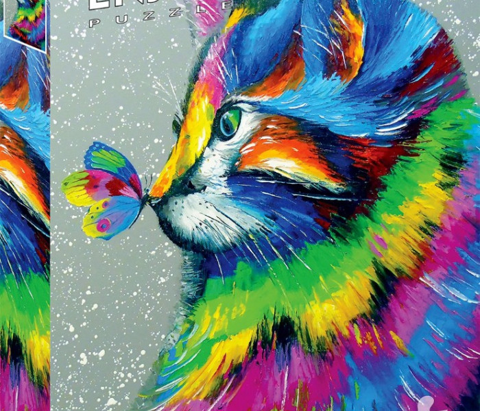 Puzzle - Enjoy - Gyönyörű macska és pillangó