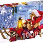 Puzzle - Enjoy - Plüssmackók mikulás sapkával