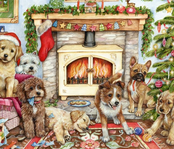 Puzzle - Falcon - Karácsonyi kölyökkutyák