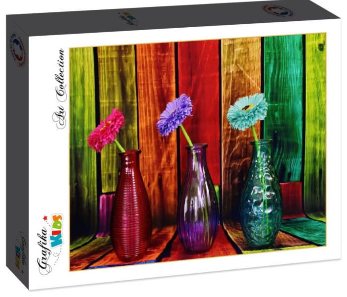 Puzzle - Grafika - Színes vázák virágokkal