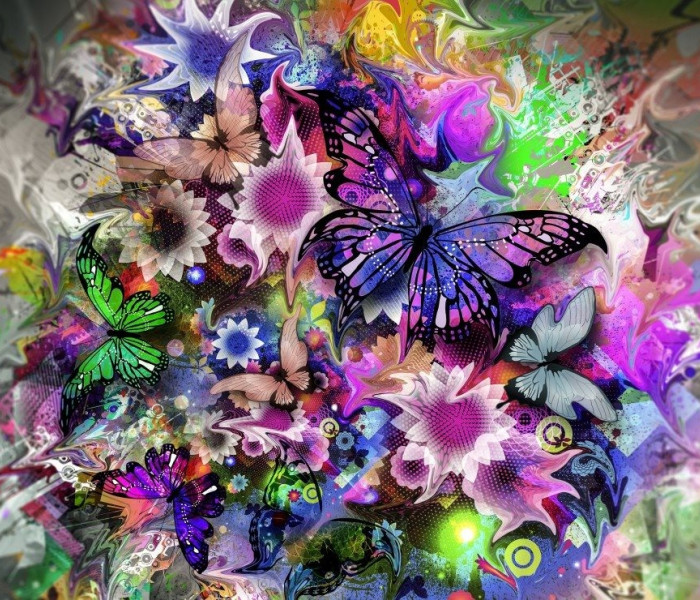 Puzzle - Grafika - Virágok és pillangók