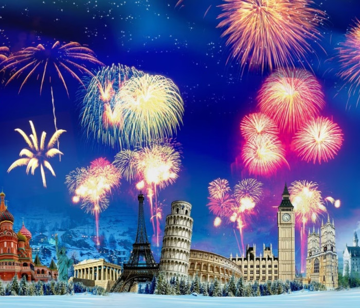 Puzzle - Grafika - Újév a világ körül