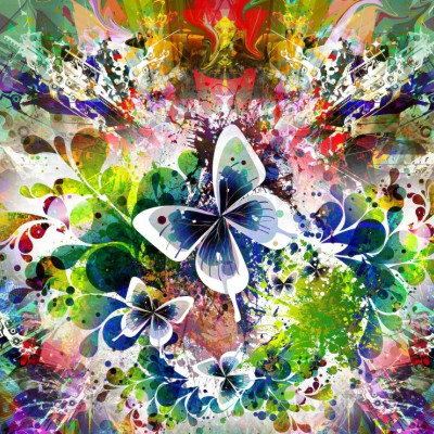 Tavaszi virágok és pillangók