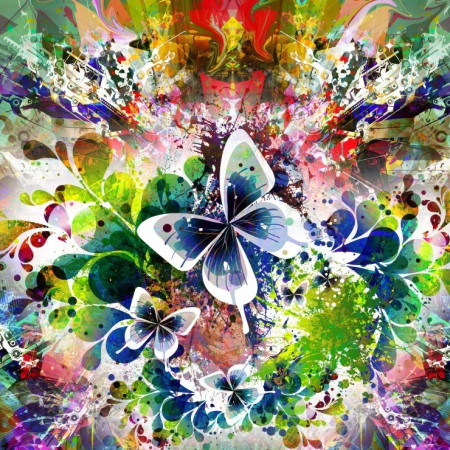 Tavaszi virágok és pillangók