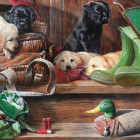 Puzzle - King - Kiskutyák a lépcsőn