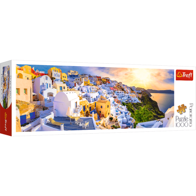 Naplemente Santorini szigetén, Görögországban - Panoramatikus Puzzle