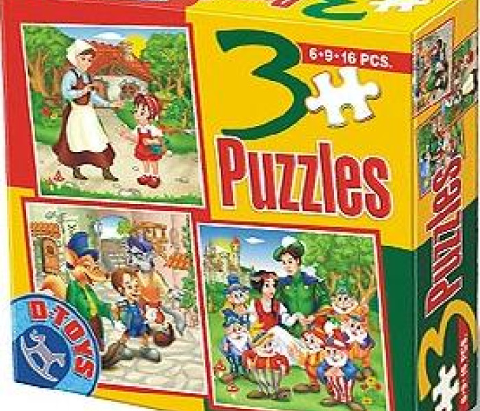 Puzzle - D-toys - Puzzle Piroska, Pinokio, Hófehérke - GYEREK PUZZLE