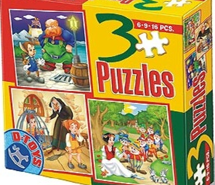 Puzzle - D-toys - Puzzle Pinokio, házikó, Hófehérke - GYEREK PUZZLE