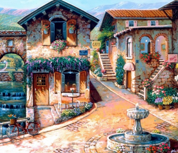 Puzzle - Bluebird - Szökőkút a főtéren