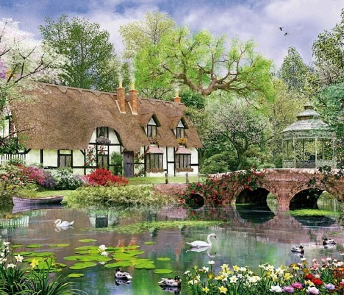 Puzzle - King - Házikó hattyúkkal