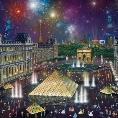 Tűzijáték a Louvre felett